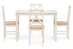 Обеденный комплект белый «Хадсон» (Hudson) (стол + 4 стула) (Ivory white, ткань кремовая)