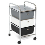 Столик c 3 ящиками для хранения NY-3296-3 (хром, черный/белый)