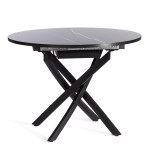 Стол MANZANA ЛДСП/HPL/металл, 100 х 100+30 х 75 см, Мрамор чёрный/чёрный