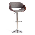 Барный стул LANDO (mod.4036) металл/дерево/ткань, 59х51х93-114 см, высота сиденья 62-83 см, серый/орех/хром, Aimcasa 28