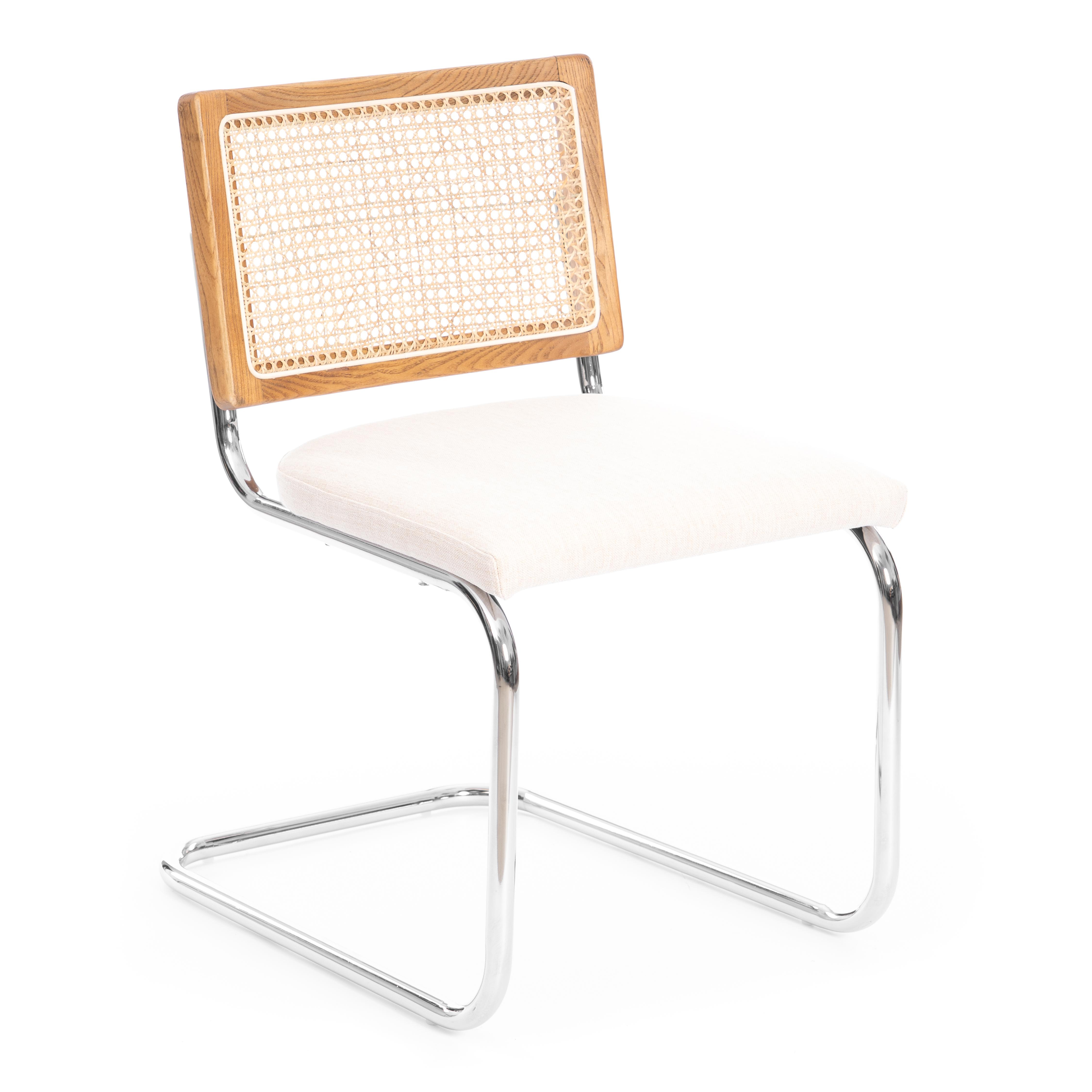 Стул MANI дерево вяз, ротанг/ткань лен, металлический каркас, Груша (№3), 46х46х78 см