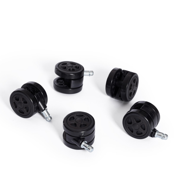 Набор роликов для игровых кресел с черной декор. вставкой, 60 мм, ПУ, 5 штук, D11 черный