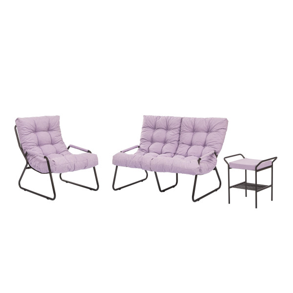 Комплект мебели Ergo/Эрго (кресло 2 шт., пуф-стол 1шт.) рогожка, VT Candy lavender