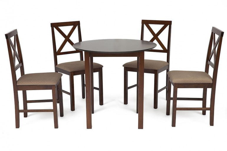 Обеденный комплект «Ватсон» (Watson) (стол + 4 стула) (Cappuccino (тёмный орех)
