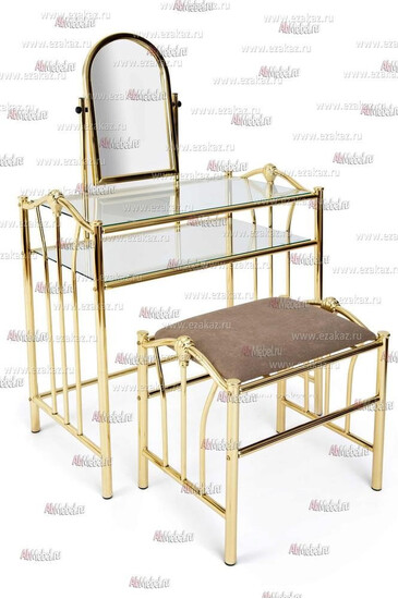 Туалетный стол с пуфом DT-02 (Античный никель)