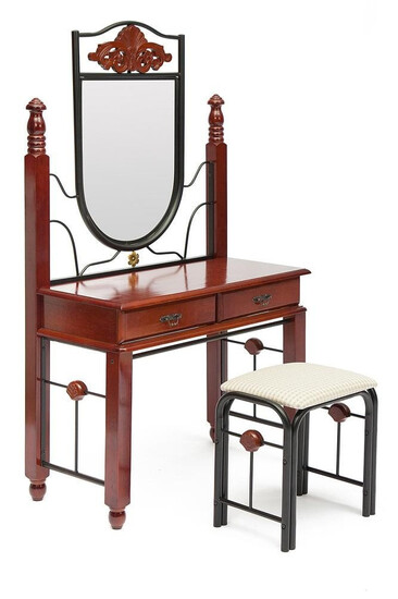 Туалетный столик с пуфом DT-23 (Красный дуб)