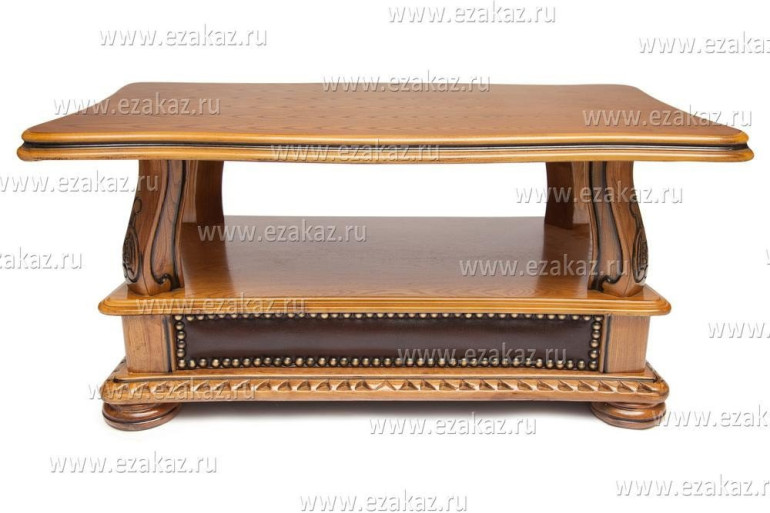 Кофейный столик с отделкой из натуральной кожи «Оакман» (Oakman) (Серебро+Чёрный)