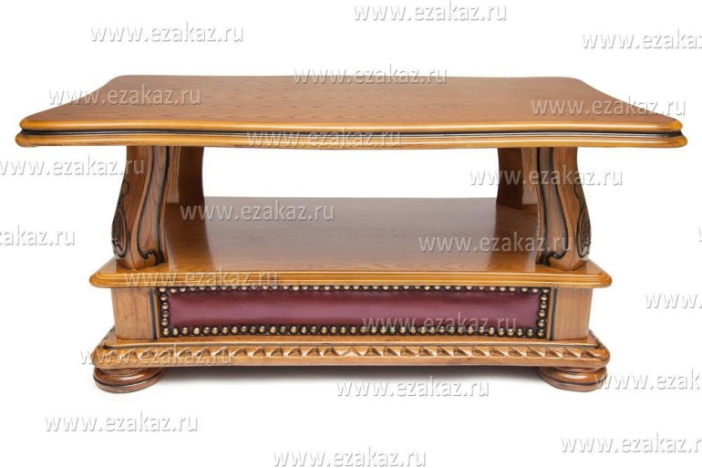 Кофейный столик с отделкой из натуральной кожи «Оакман» (Oakman) (Беж+Металлик)