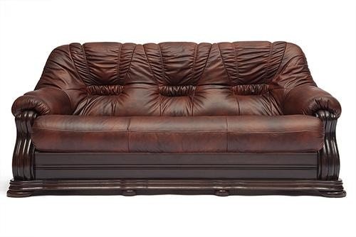 Диван 3-х местный из натуральной кожи «Гольцмаер» (Golzmayer) (Коричневая натуральная кожа)