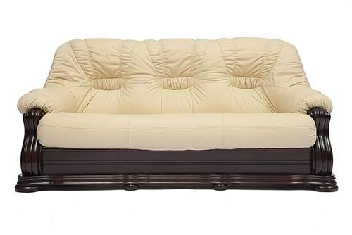 Диван 3-х местный из натуральной кожи «Гольцмаер» (Golzmayer) (Бежевая натуральная кожа)