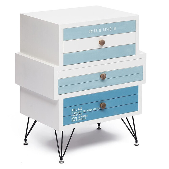 Тумба с 3-мя ящиками Secret De Maison «Mediterranean» (mod. 63605) (Белый+Голубой)