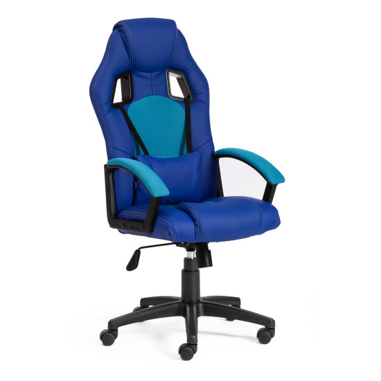 Кресло компьютерное «Driver» (Искусственная синяя кожа + бирюзовая сетка)
