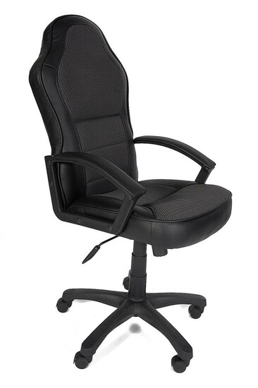 Кресло «Каппа» (Kappa) (Искусственная чёрная кожа + чёрная ткань)