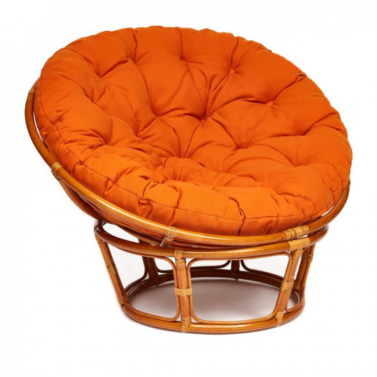 Кресло из ротанга «Папасан» (Papasan 23/01 Cognac коньяк) + Подушка (ткань оранжевый)