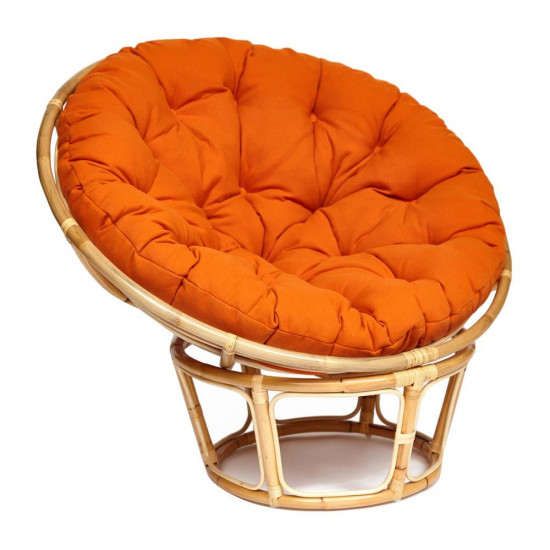 Кресло из ротанга «Папасан» (Papasan 23/01 Natural натуральный) + Подушка (ткань оранжевая)