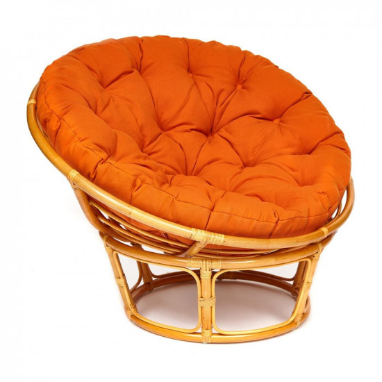Кресло из ротанга «Папасан» (Papasan 23/01 Honey мёд) + Подушка (ткань оранжевая)