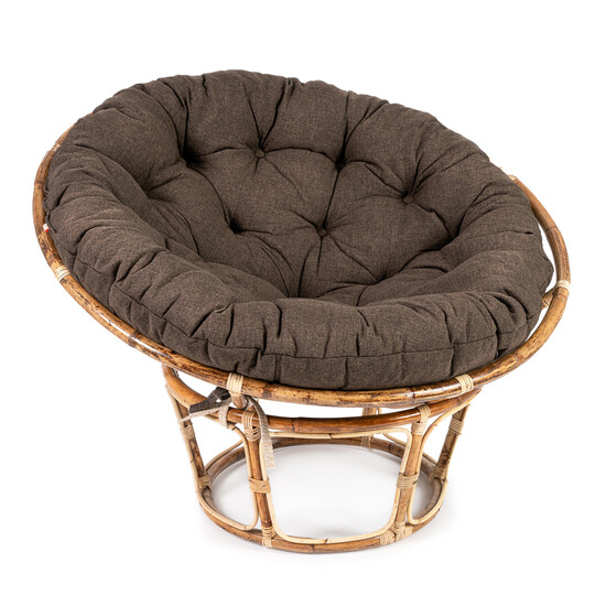 Кресло из ротанга «Папасан Эко Скин» (Papasan Eco Skin 23/01) + Подушка (ткань, коричневый)