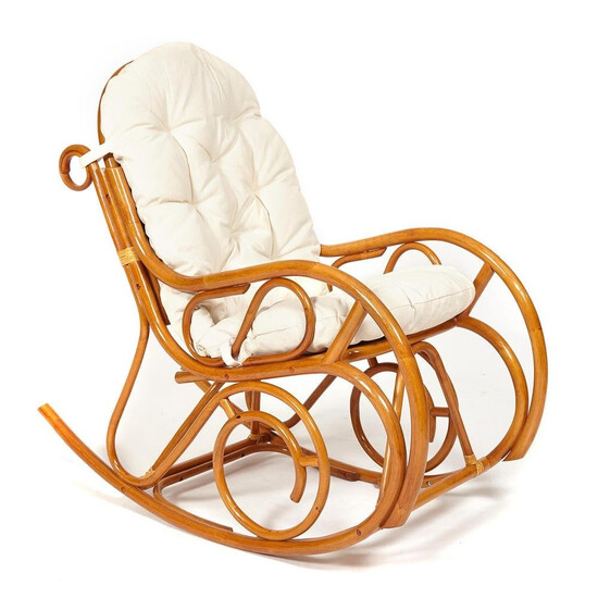 Кресло-качалка из натурального ротанга «Milano» + подушка (Cognac (коньяк))
