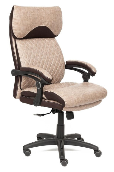 Кресло CHIEF (кож/зам/ткань, св. коричн. /св. коричневый стеганый/коричневый, 37-15/3715-08/24)