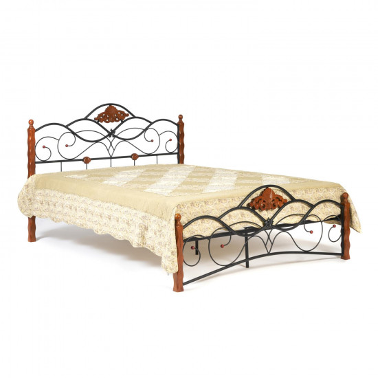 Кровать «Canzona» + основание из деревянных ламелей (140 см x 200 см), красный дуб/черный