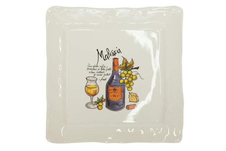 Тарелка обеденная квадратная "ВИНА" керамика, 28 х 28 см, рисунок 3 Barbera