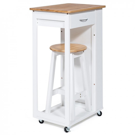 Стол передвижной кухонный с табуретом (mod. JWPE-120802) (Белый)