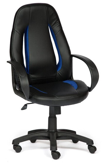 Кресло «Энзо» (Enzo) (Искусственная чёрная кожа + синяя сетка)