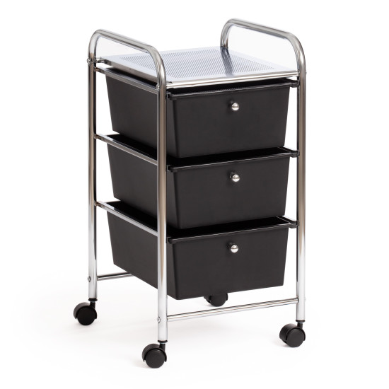 Столик c 3 ящиками для хранения NY-3296-3 (хром/черный)