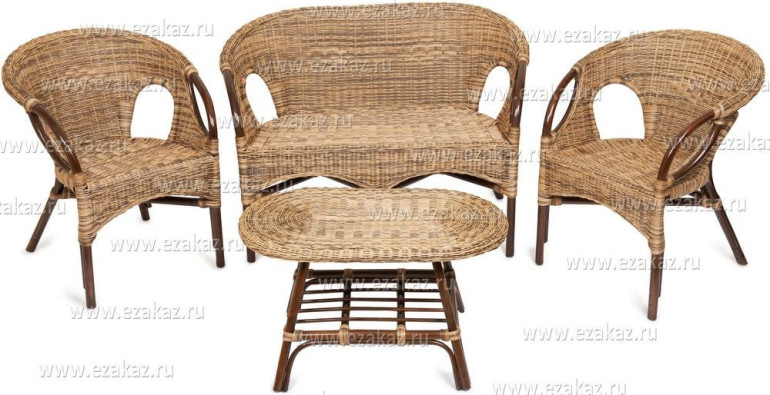 Комплект для отдыха «Зебрано» (Zebrano 01/11) натуральный ротанг (Кофе)