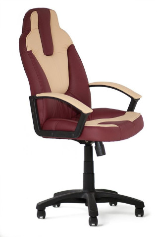 Кресло компьютерное «Нео 2» (Neo 2) (Бордовая+бежевая искусственная кожа)
