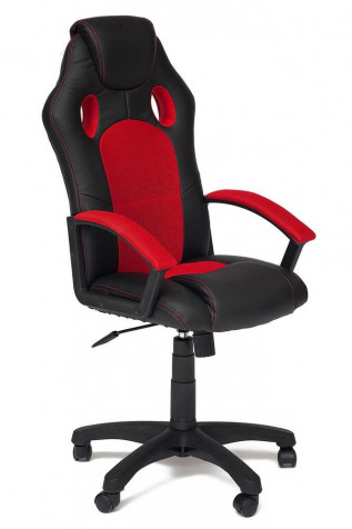 Кресло компьютерное «Рейсер СТ» (Racer ST) (Искусственная черная кожа + красная сетка)