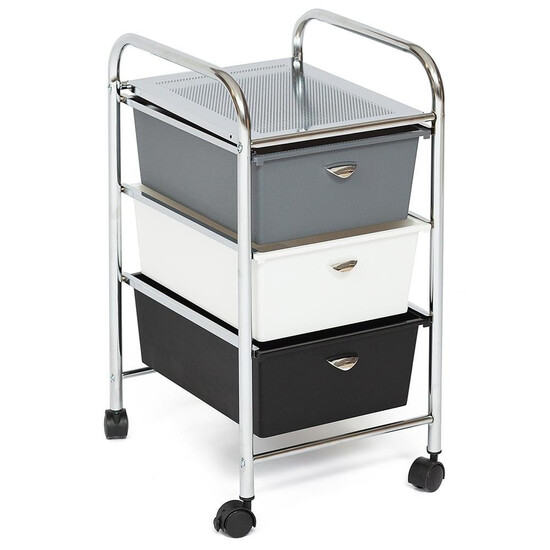 Столик c 3 ящиками для хранения NY-3296-3 (хром, черный/белый)