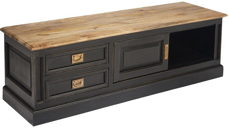 TV тумба Secret de Maison BLACK LABEL (mod. 11) дерево акация, манго, мдф, 145х45х45 см, черный/натуральный