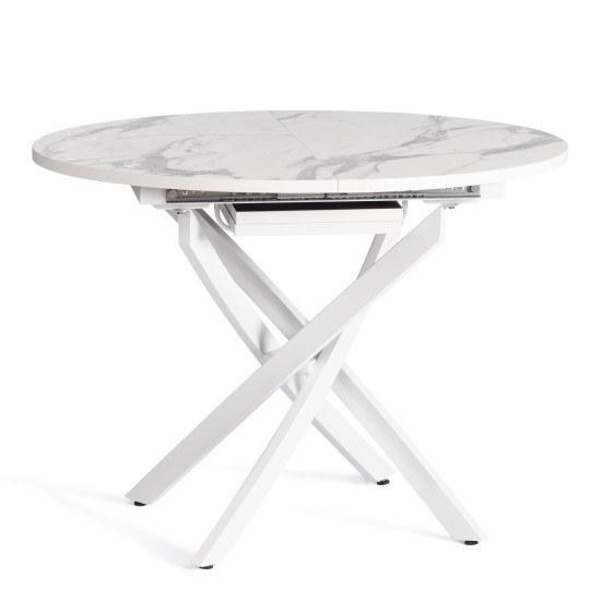 Стол MANZANA ЛДСП/HPL/металл, 100 х 100+30 х 75 см, Мрамор светлый/чёрный