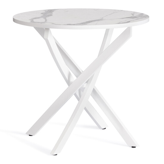 Стол MANZANA ЛДСП/HPL/металл, 80 х 80 х 75 см, Мрамор светлый/белый