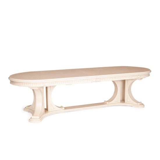 Стол VERSAL овальный бук, мдф, 300 (350/400) х 110 х 78 см, бежевый патина