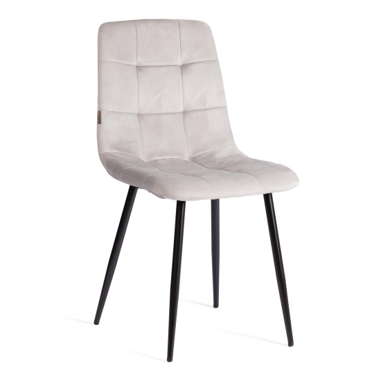 Стул CHILLY (mod. JSC-220) вельвет/металл, 44,5х52,5х88 см, Light grey (светло-серый) HLR14 / черный