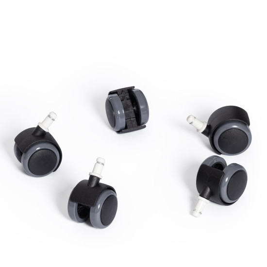 Набор роликов для металл крестовины, ПУ для паркета/ламината, 5 штук, D11 черный