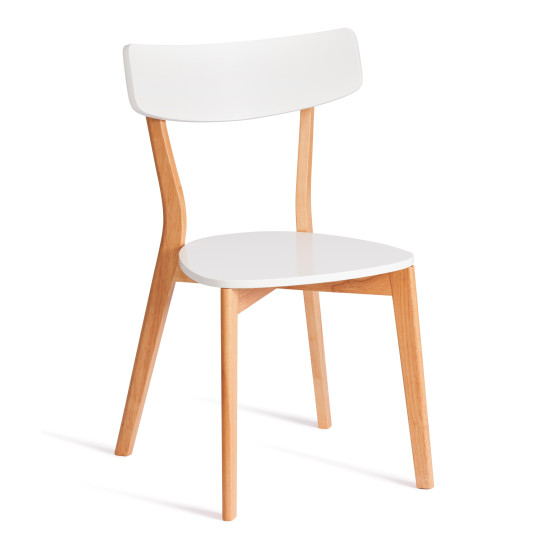 Стул Claire (комплект) сиденье МДФ, опоры дерево гевея, белый / натуральное дерево, 48 x 49,5 x 81,5 x SH44см