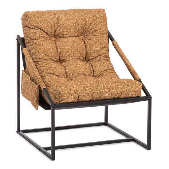 Кресло Charli / Чарли без подлокотника с карманом, велюр/букле, VT shape amber