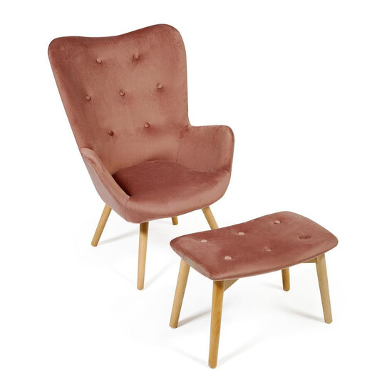 Кресло Secret De Maison «Kontour» с оттоманкой (mod.1534L) (Коралловый)