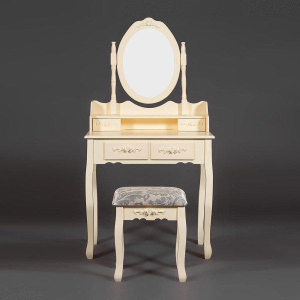 Туалетный столик с зеркалом и табуретом Secret De Maison «Arno» (mod. HX18-263) (Butter white (слоновая кость) фото № 8