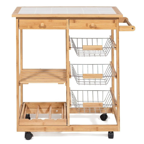 Столик передвижной кухонный разделочный (mod. JW3-2063) (Натуральный) фото № 2