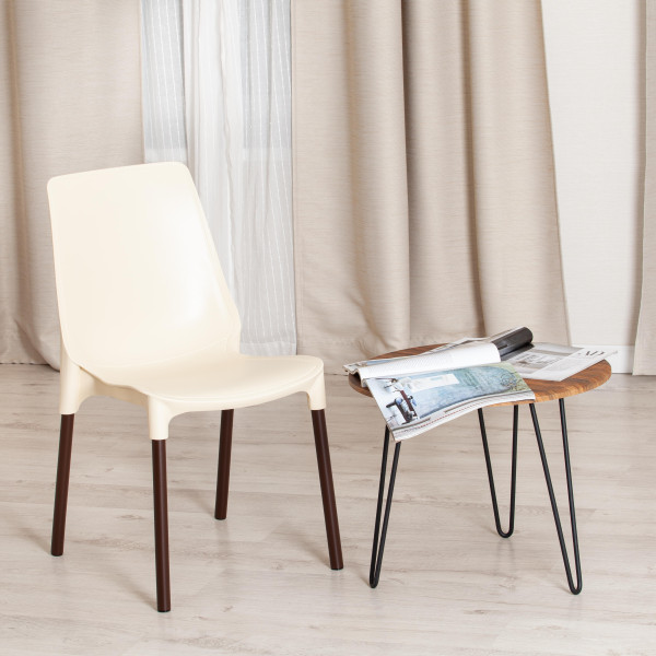 Стул GENIUS (mod 75) (бежевый/коричневые ножки) фото № 11