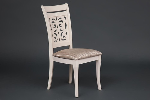 Стул с мягким сиденьем «Сиена» (Siena SA-SC) (ivory white (слоновая кость 2-5), ткань бежевая, рисунок золотистый (180-9)) фото № 3