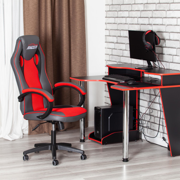 Кресло компьютерное TetChair «Racer GT new» (металлик/красный) фото № 16