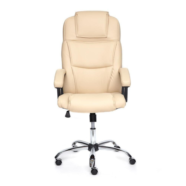 Кресло офисное TetChair «Bergamo» (хром) (Искусств. бежевая кожа) фото № 4