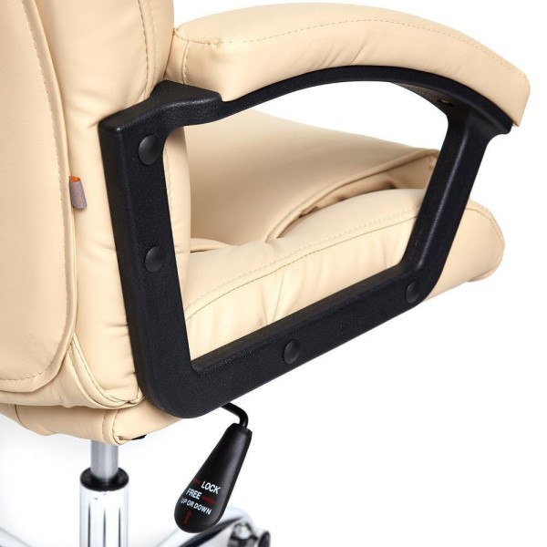 Кресло офисное TetChair «Bergamo» (хром) (Искусств. бежевая кожа) фото № 5