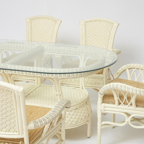 Комплект обеденный «Андреа Гранд» (Grand Andrea Elephant Ivory) нат. ротанг (TCH White) фото № 14
