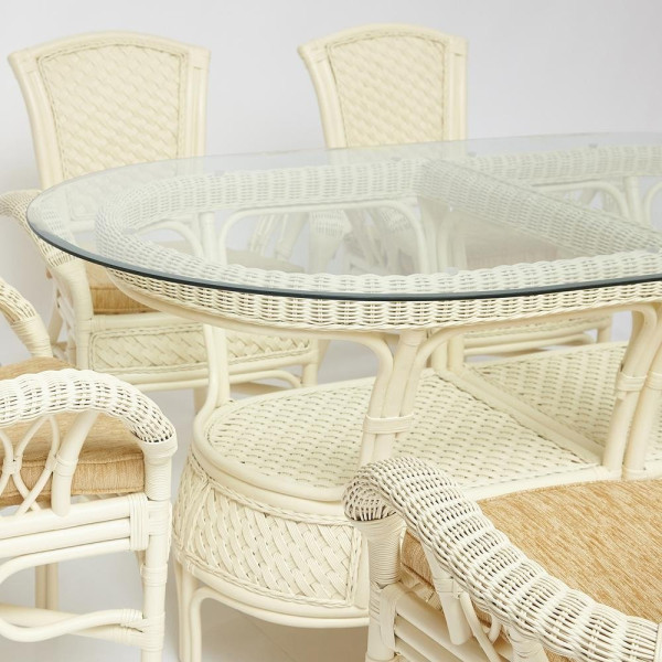 Комплект обеденный «Андреа Гранд» (Grand Andrea Elephant Ivory) нат. ротанг (TCH White) фото № 15